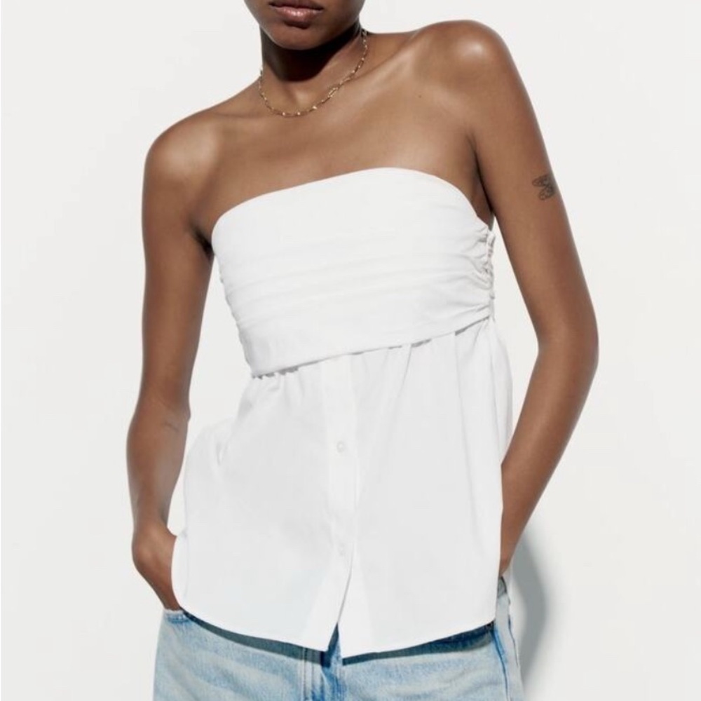 Zara Stretch Poplin Top